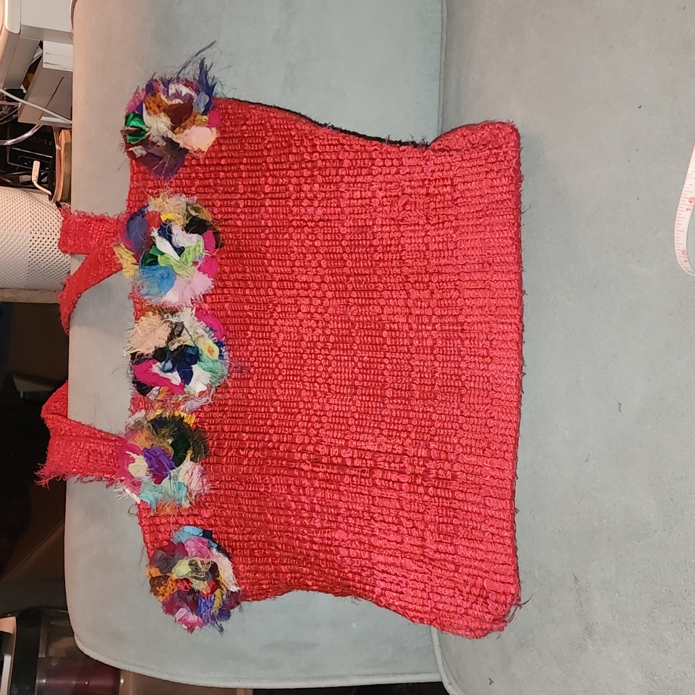 Hand loomed tote with fabric details